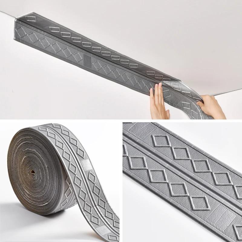 1PC 2.3m/90.55inch Stickers Self Adhesive Wall Trim Line Skirting Border Home Room Decoration Bedroom
