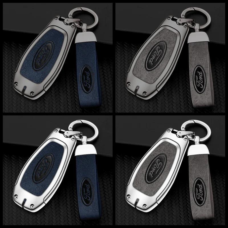 Metall Leder Fernbedienung Schlüsselanhänger Hülle Schutzhülle Für Ford Puma Grand C-Max Focus Mondeo Kuga j278 Fiesta EcoSport Transit