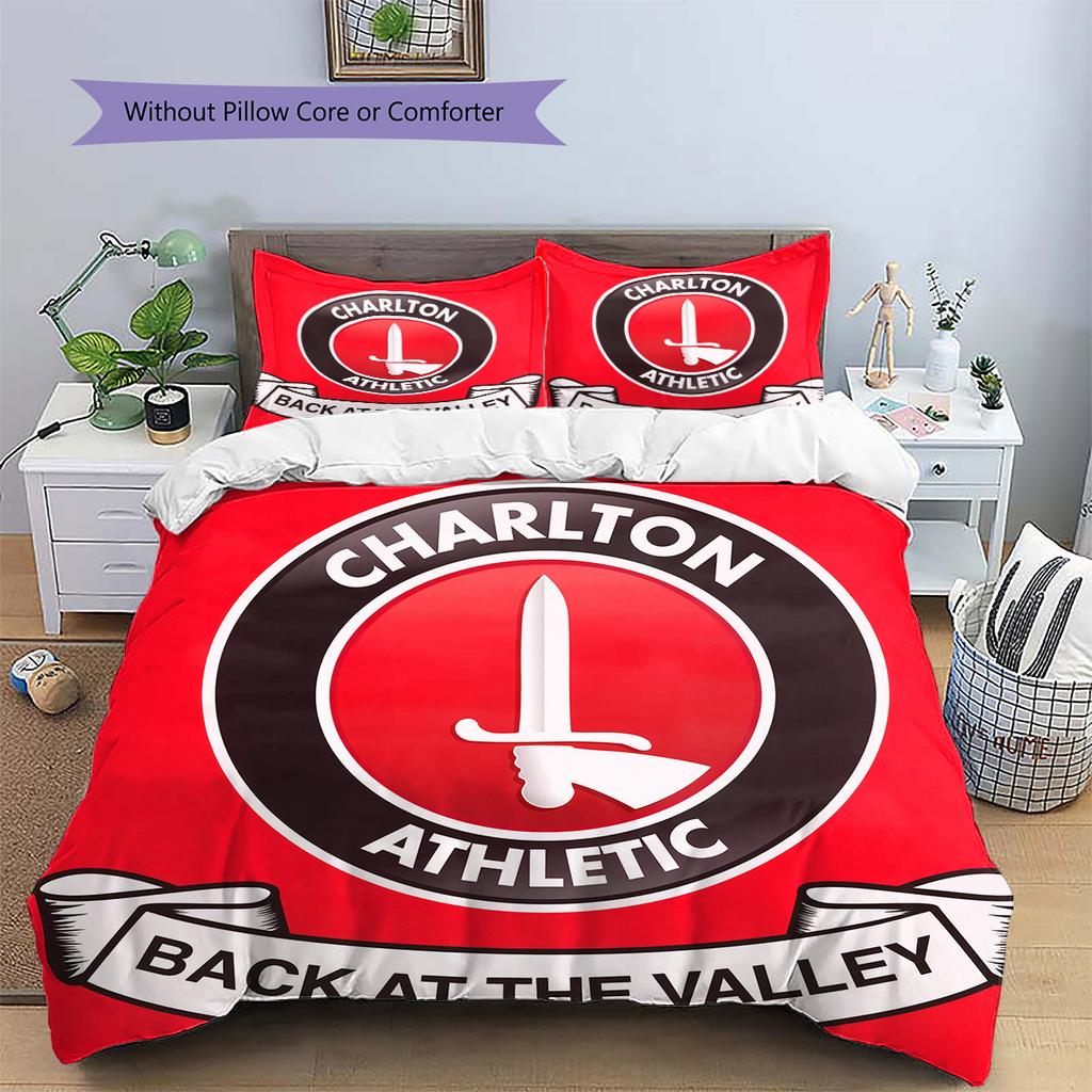 Charlton Athletic FC Set Copripiumino con Fantasia Decorazione per la Casa Regalo (1 * copripiumino + 2 * federe senza imbottitura)