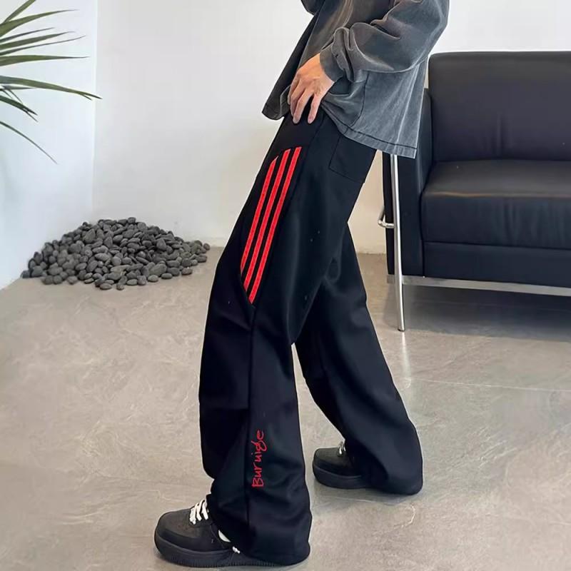 Mens Striped Wide Leg Sweatpants High Street Casual Straight Trousers Teens