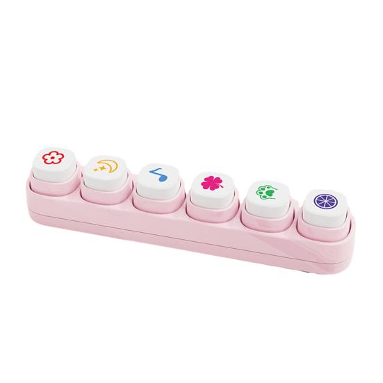 1 set mini-stämplar för planerare 6 designer Självfärgande stämplar Söta plaststämplar för dagbokföring Scrapbooking Planerare DIY-hantverk