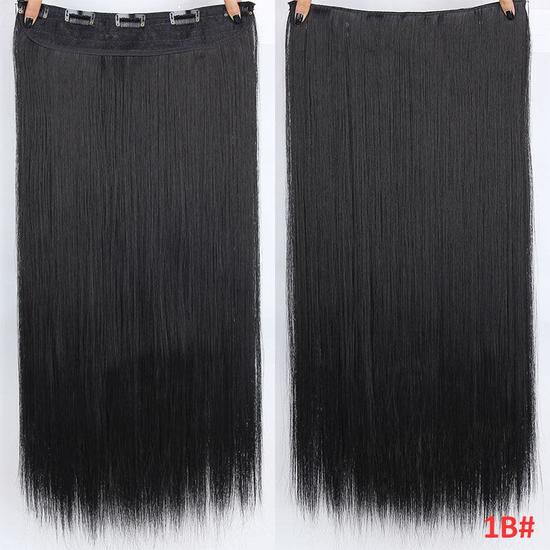 5Clips In Hair Synthetic Long Straight Hair Extensions Natural Hairpiece For Women Cosplay Party Wear