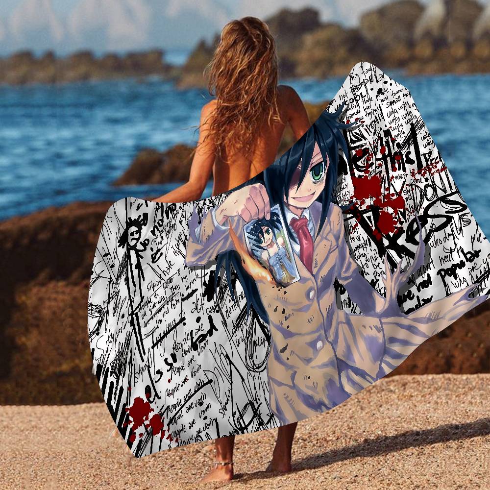 Watamote K-Kuroki T-Tomoko Big Microfiber Beach Towels Quick Dry Towel Sand Beach Towels Pool Towel for Travel Swim Pool Yoga