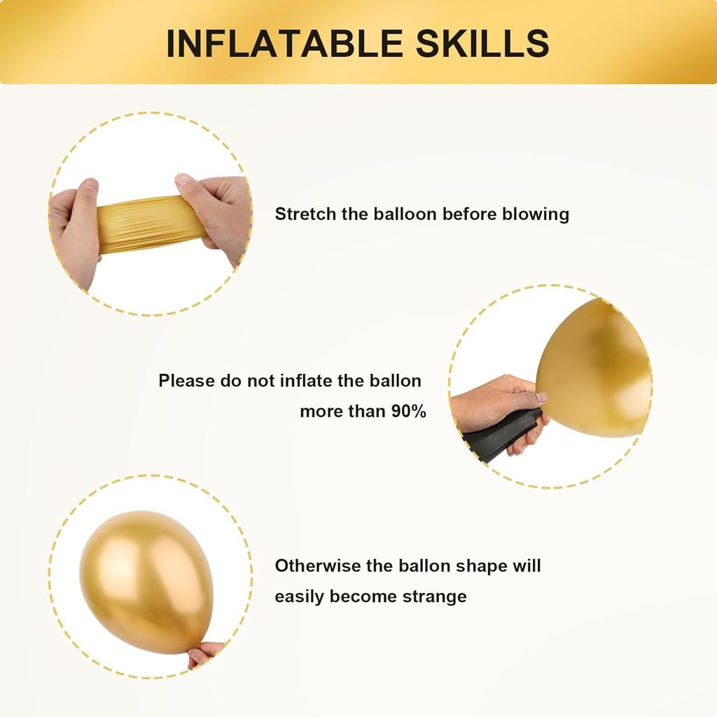 Set 125 Buc Baloane Metalice Aurii Latex Potrivite Pentru Petreceri de Ziua de Naștere, Nunti, Decorațiuni Petrecere Ziua Îndrăgostiților