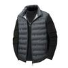 Autumn and Winter Graphene Coat Men's Coat with Added Fat and Plus Size Warm Shoulder Coat Stand Collar Solid Color Jacket