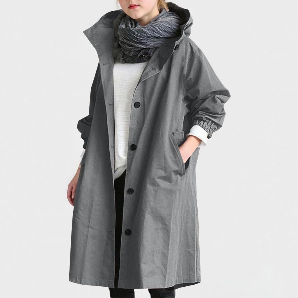 Children's Fashionable Oversized Trench Coat Casual Long-Sleeve Solid-Color Girls' Jacket