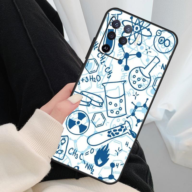 Science Chemistry Style Case For Oppo A54 A74 A94 A18 A57 A17 A77 A38 A58 A78 A98 A80 A60 A40 A96 A76 A16 A15 A5 Pro