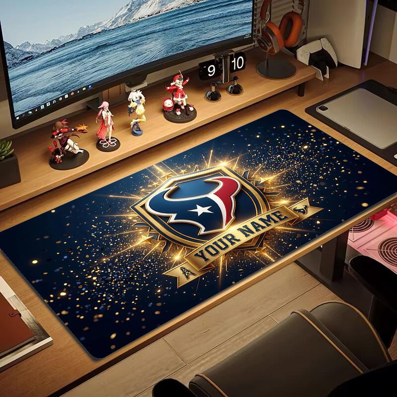Houston Texans Druck Kissen Rutschfest Laptop Tablet Großes Mauspadd XXL Matte Mini-PC Spielmatte Mit Verriegeltem Rand