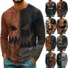 Men's Halloween Printed Neck Lightweight Long Sleeve T-Shirt for Casual Wear