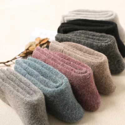 Meias de lã 30% espessas de inverno para mulheres, meias de cashmere de cor sólida, meias de toalha de linha grossa e quentes, meias casuais para o chão
