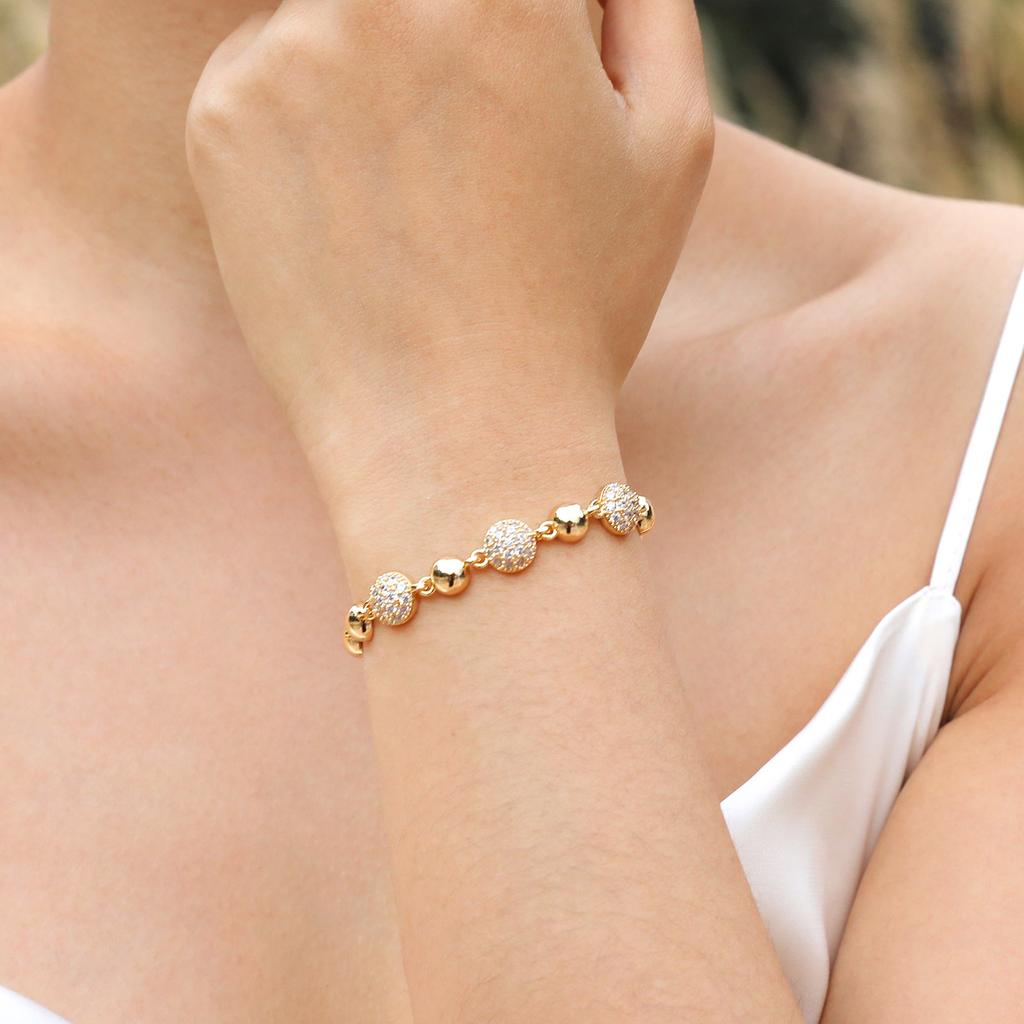 Heart Chain Bracelet Gold Plated Cubic Zirconia Dainty Stackable Jewelry Gift for Women Love Forever Jewelry