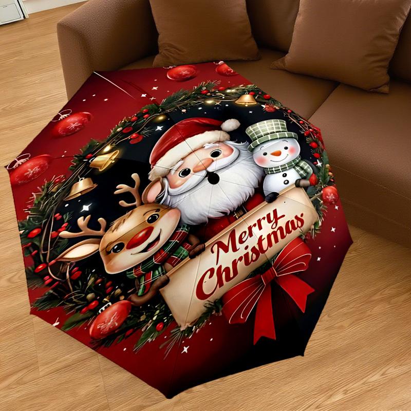 1 Stück Weihnachten Weihnachtsmann Automatisches Öffnen/Schließen Regenschirm mit Winddicht, 8-Rippen Stabiles Dach, Langlebige Rippen, Modisches Design1219A
