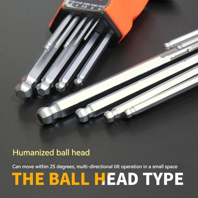 9PCS Double-End L Type Screwdriver Hex Allen Key Torx Wrench Set Screwdriver Bits Star Spanner Key Hand  Repair Tools