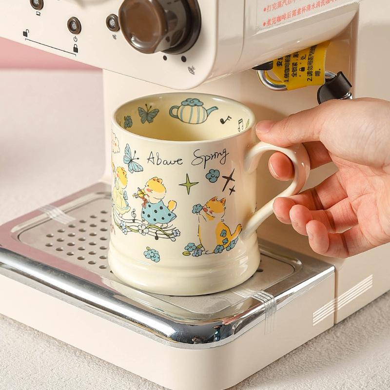High Value Ceramic Mug Retro Cute Milk Cup French Home Microwave Oven Can Heat Couple Cups for Women