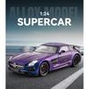 1/24 Benz SLS AMG Supersportwagen Legierung Druckgussmodell Metallauto Sound & Licht Rückzieher Sammlung Hobby Dekorationen Geburtstag