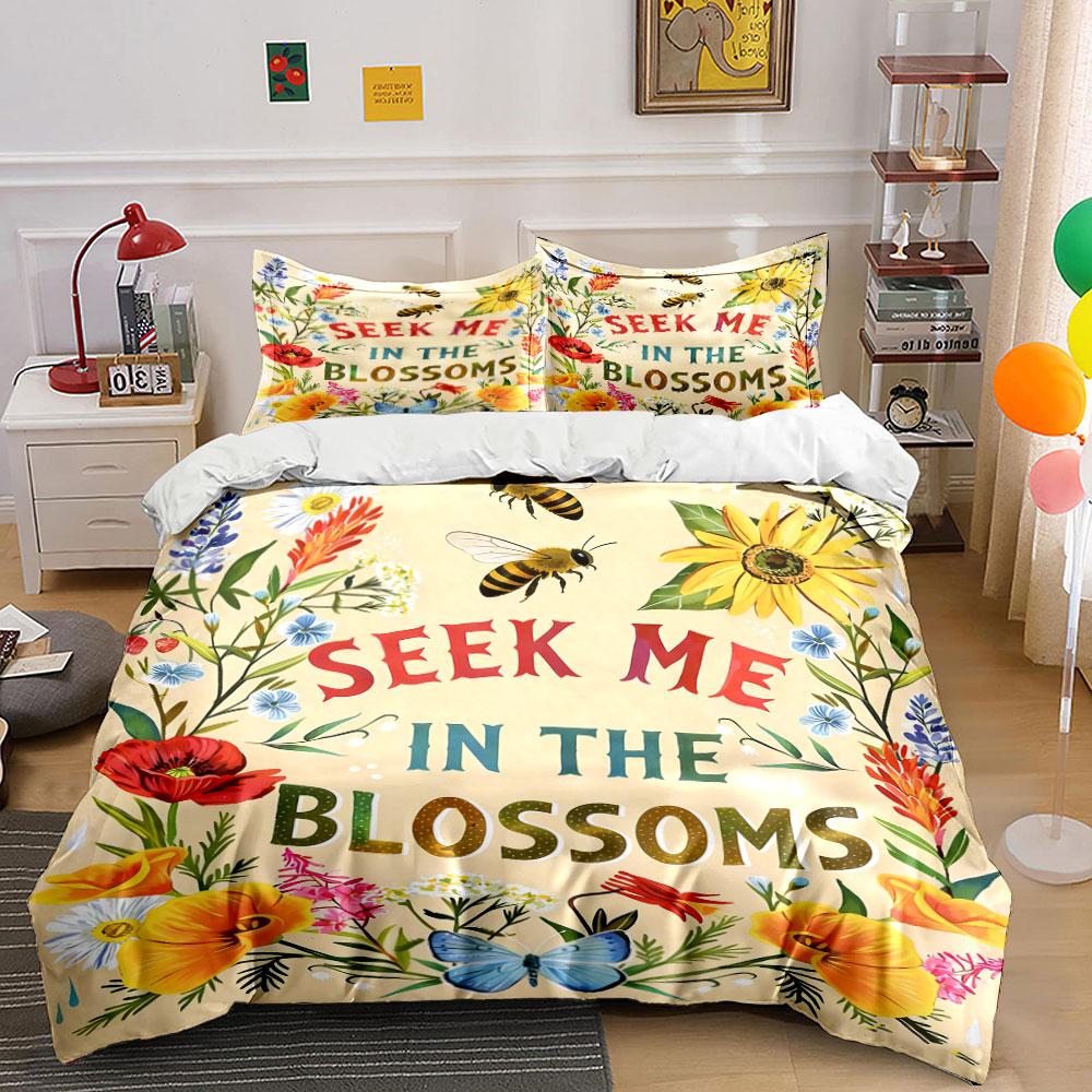 

Flowers, bees, and butterflies. Bedding sets Duvet cover sets Duvet covers Pillowcases(1 * Duvet Cover 2 * Pillowcases, without duvet insert) 135x200cm