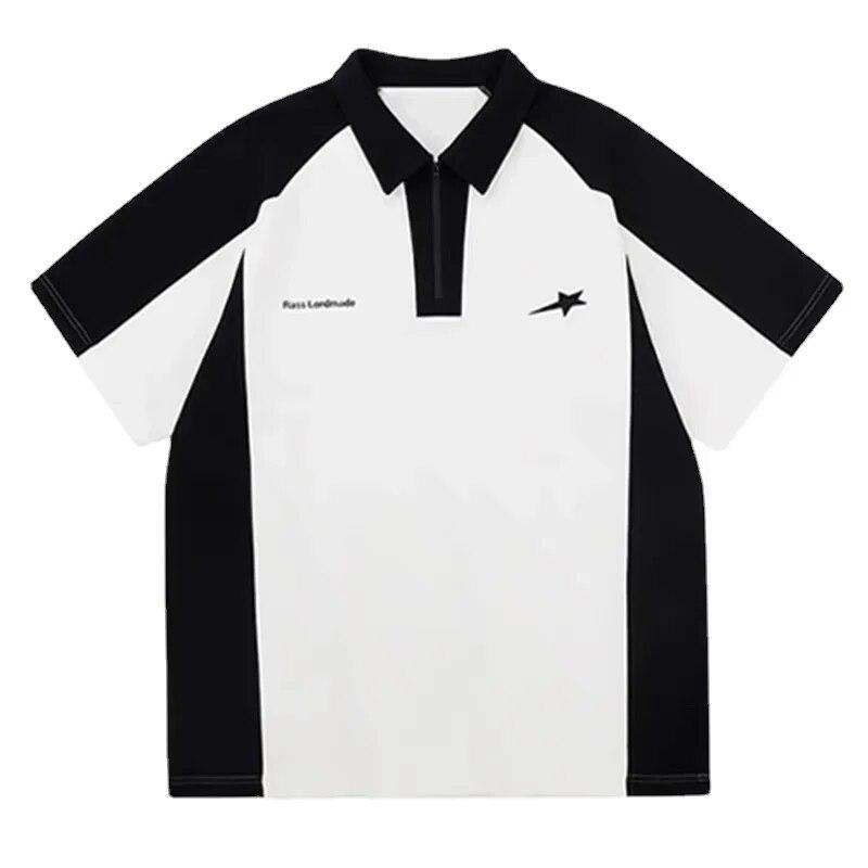 2KWEIRD Koreanischer Y2k-Reißverschluss T-Shirt Vintage Lässig Kpop Mode Sommer Grunge Übergroße Weiße T-Shirts Locker Kurzärmeliges Oberteil