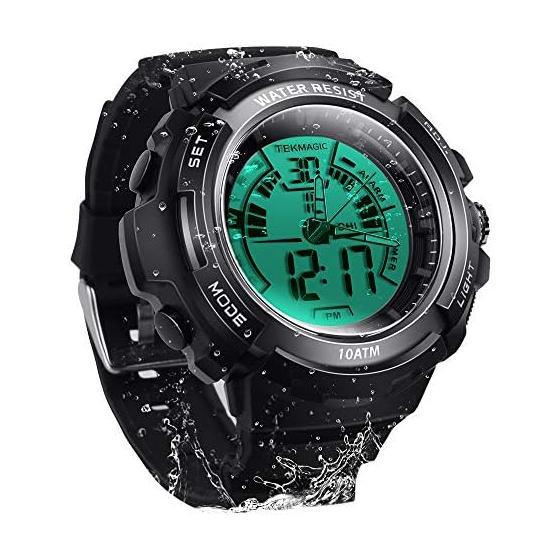 10ATM Water Resistant Watch Men s Multifunctional Analog Watch Suitable for Swimming, Diving and Surfing Sports, Alarm, Calendar, Stopwatch, Dual