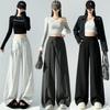 Designer Women's Wide-Leg High-Waist Pants - 2026 Spring Collection, Slimming Loose Straight Fit, Floor-Length Casual Drape Style