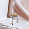 BELLA BOX Anello da donna di lusso con zircone ovale di colore giallo, regalo di fidanzamento per feste di fine gioielleria femminile