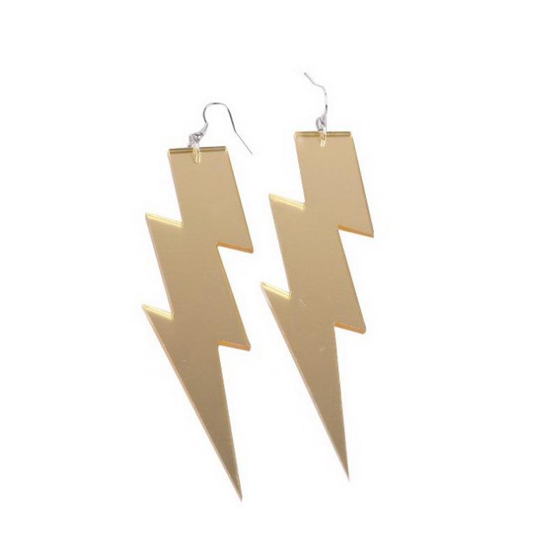 Statement Shiny Glitter Lightning Acrylic Drop Earrings For Women Punk Long Pendant Dangle Earrings Fashion Jewelry Accessories