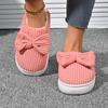Winter New Baotou Slippers Women's Round Head Deep Mouth Suede Butterfly Knot Soft Sole Non-slip Flat Shoes