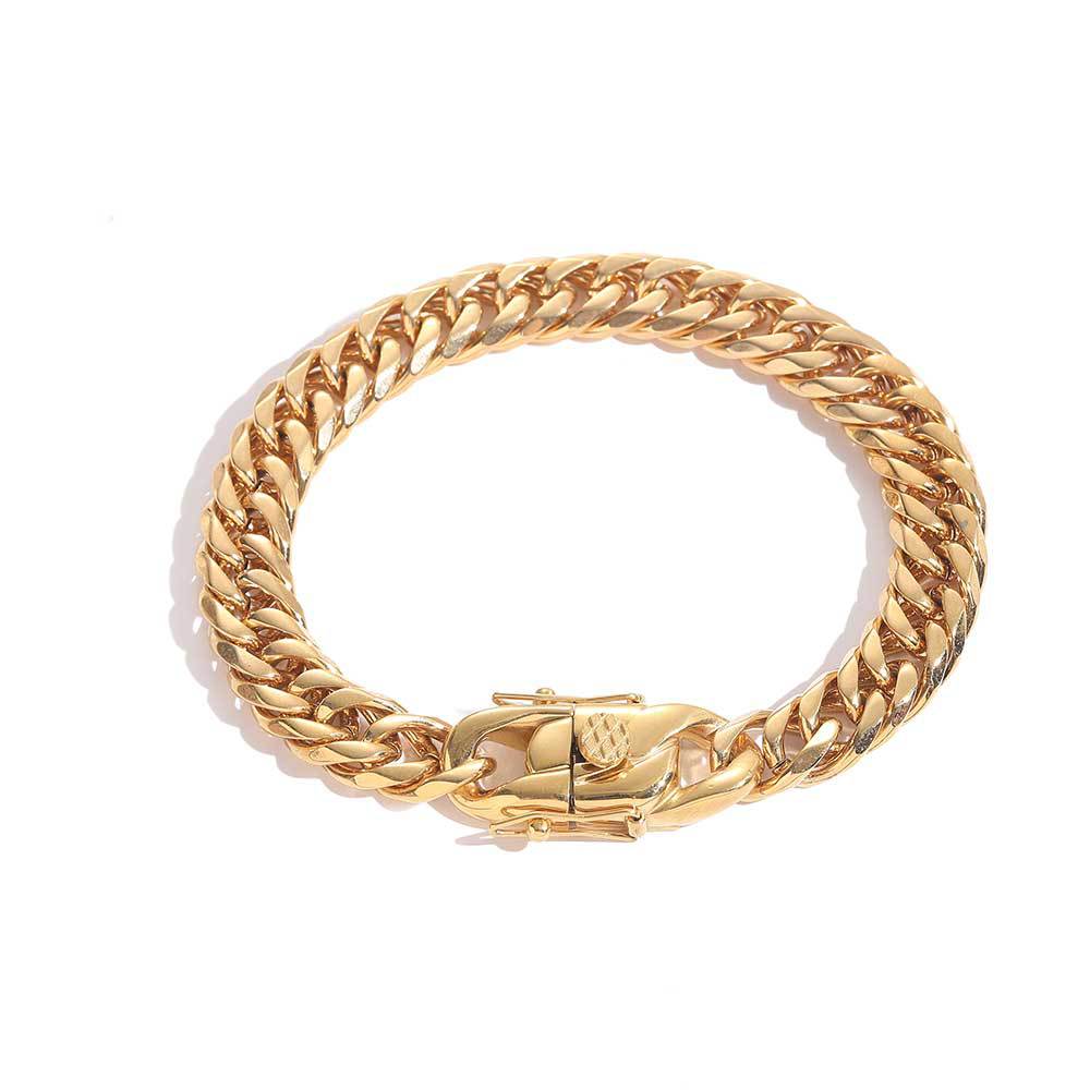 Hip Hop Jewelry Personalized 316L Stainless Steel for Men Miami Cuban Bracelet 18k Gold Plated Waterproof Fine Fashion Jewelry