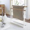 Miflame Standing Double-Layer Metal Kitchen Towel Rack with Wooden Rod