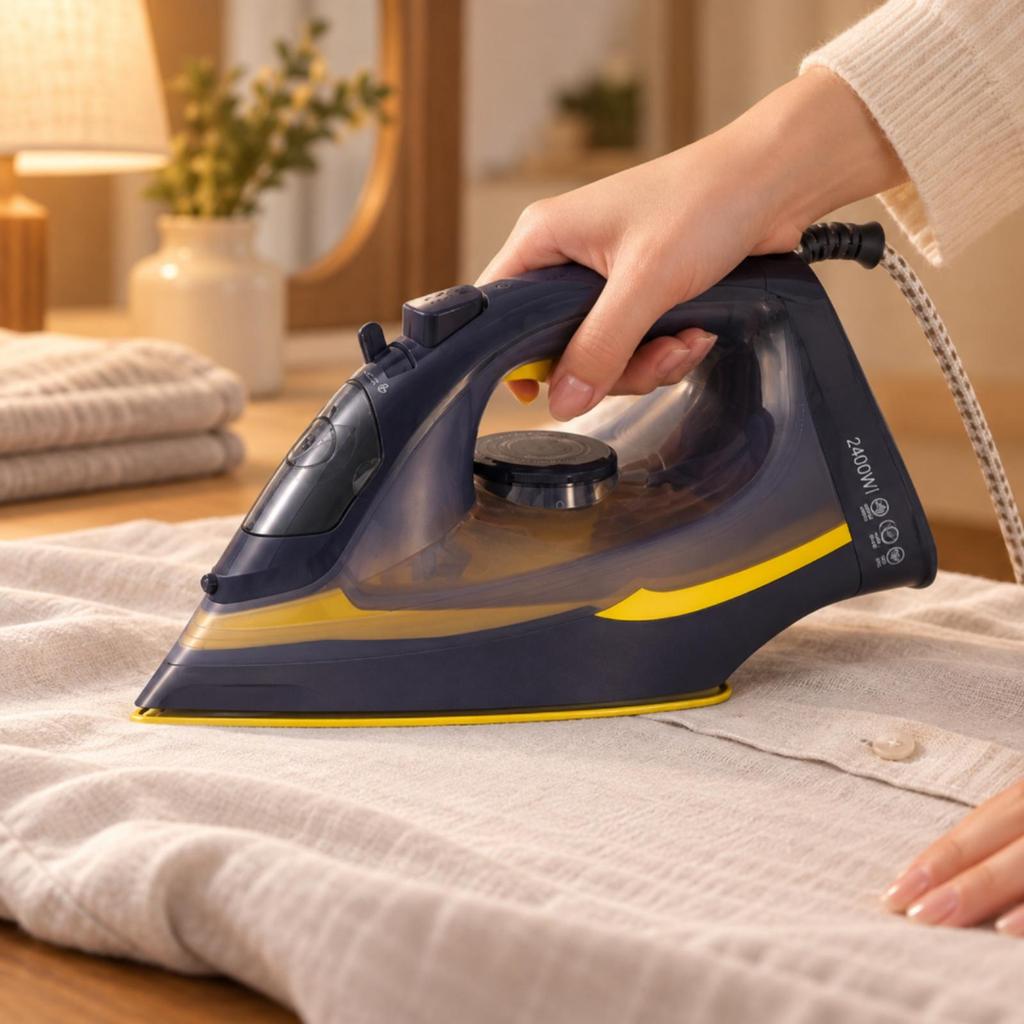 Corded Steam Iron Ergonomic 2400W AntiDrip for Clothing Maintenance, Household Laundry,