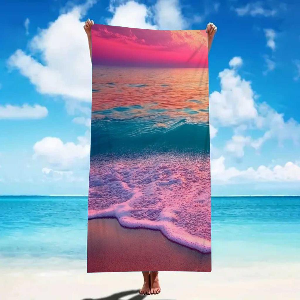 Cartoon Marine Creature Pattern Microfiber Beach Towel Quick Dry Lightweight Absorbent Towel for Beach Swimming Camping Outdoor