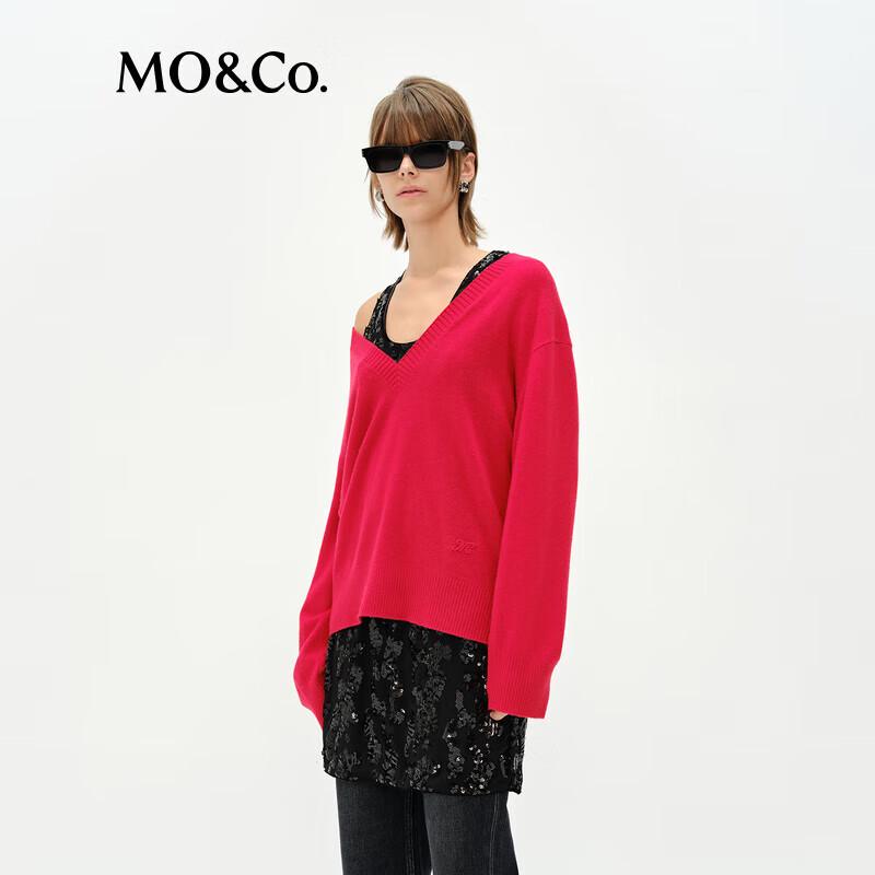 MO&Co. Women's Loose Merino Cashmere V-Neck Sweater
