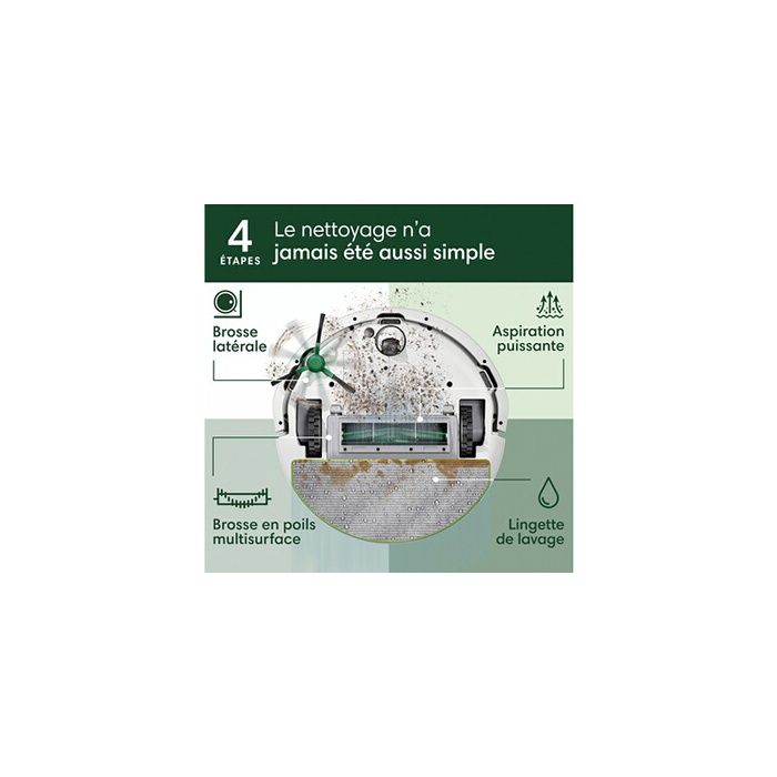 Aspirador Robô Lavador - IROBOT Roomba 105 Combo + AutoEmpty - 2h - 7000 Pa - 400 ml - Branco