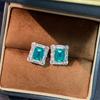 Orecchini in Diamante Coltivato di Laboratorio Paraiba in Argento Puro 925 Orecchini quadrati Borsa Semplice Quattro Griffi Orecchini Classici Gioielli