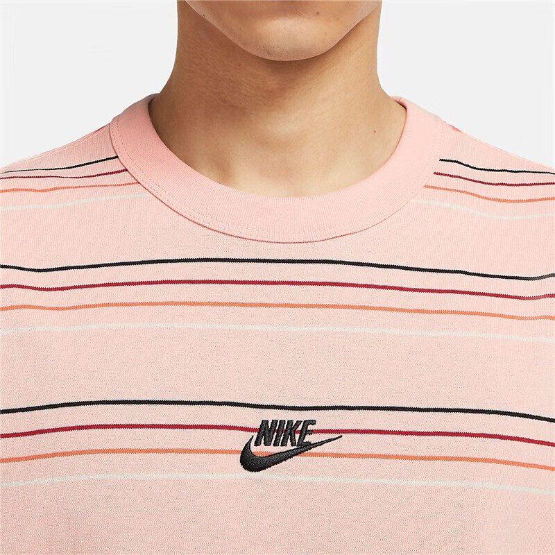 Nike T Shirts Men's Pink Crew Neck Moderate Straight Fit DB6532-800