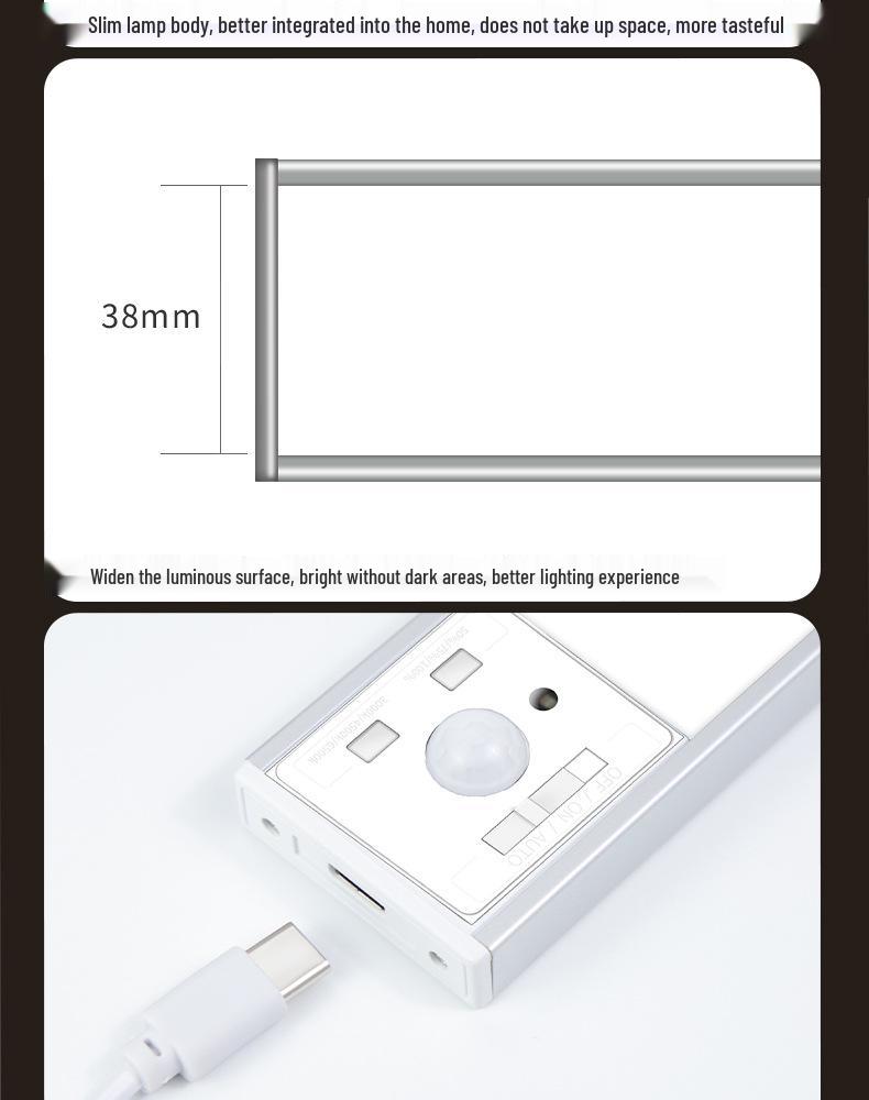Rechargeable LED Motion Sensor Night Light Strip for Cabinets and Wardrobes