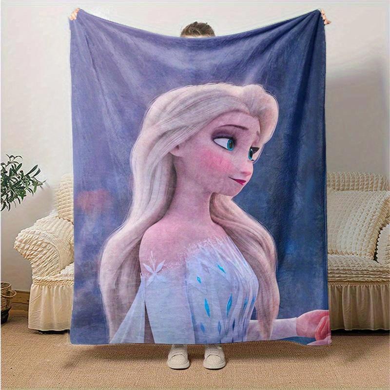 1pc, Elsa Frozen II Queen Elsa Ice Snowflake Print Blanket Home Decor, Couch Throw, Outdoor Blanket, Gift, Coverlet Suitable for Bedroom,