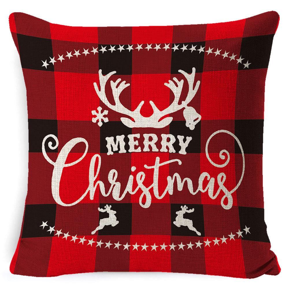 Christmas Celebration Pillow Elk Snowman Festive Cushion Cover Red Sofa Back Cushion Pillow Cover