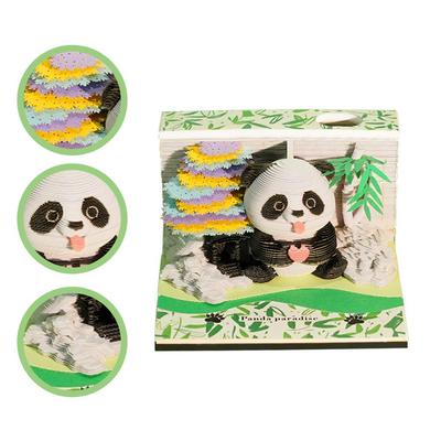 2026 New 3D Memo Paper Carving Panda Park Model Memo Pendant Hand Tear Calendar Decompression Memo Paper Carving