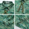 American Vintage Green Tribal Print Long Sleeve Shirt Loose Fit Teens
