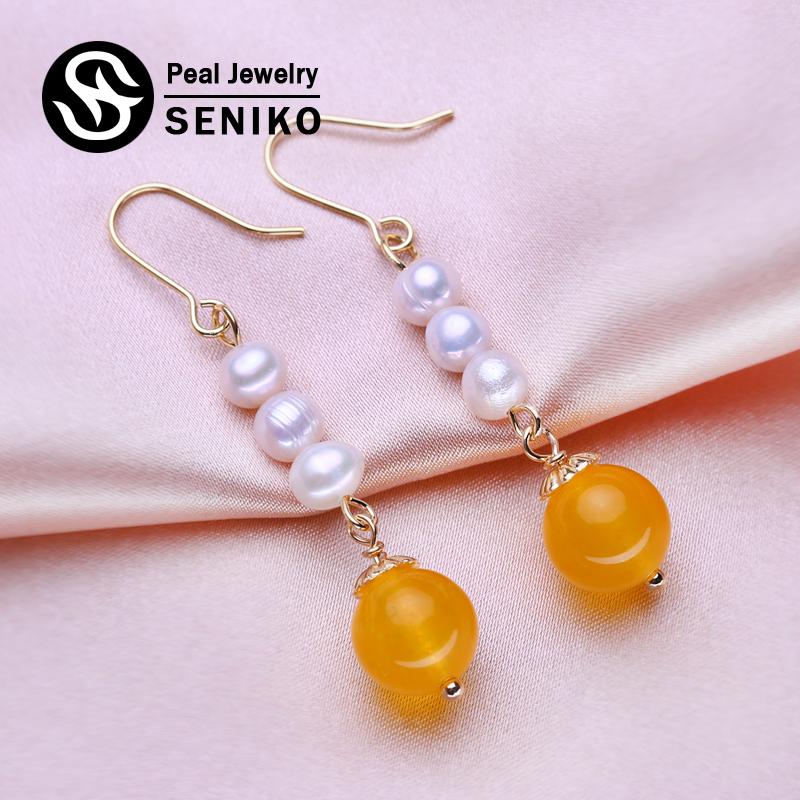 

Серьги SENIKO с натуральным пресноводным жемчугом, модные серьги для женщин и девочек, подарок, длинные серьги