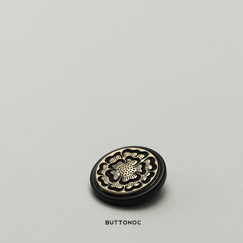 5Pcs Xiaoxiang Retro Style Black Flower Metal Button Sweater Jacket Suit Coat Decorative Versatile Buttons