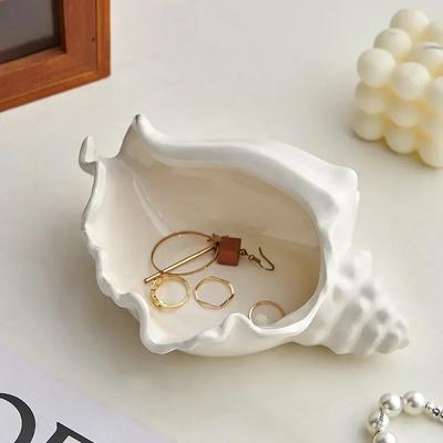 Shell Jewelry Storage Tray Ceramic Light Luxury Living Room Bedroom Desktop Storage Practical Home Decorations