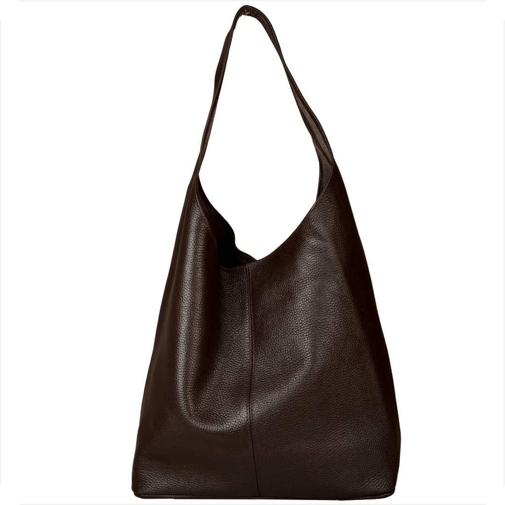Schokoladenbraune Leder-Shopper-Umhängetasche