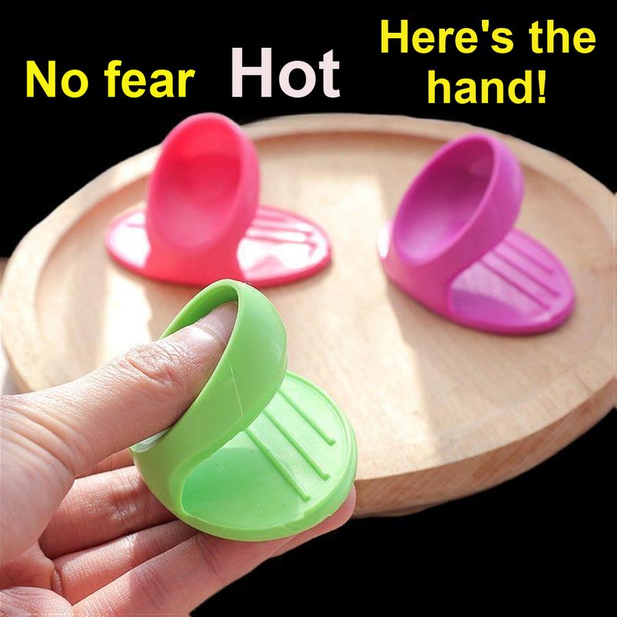 Silicone Heat-Resistant Finger Cots Thick Gloves for Kitchen Microwave Oven Bowl Spoon Clip