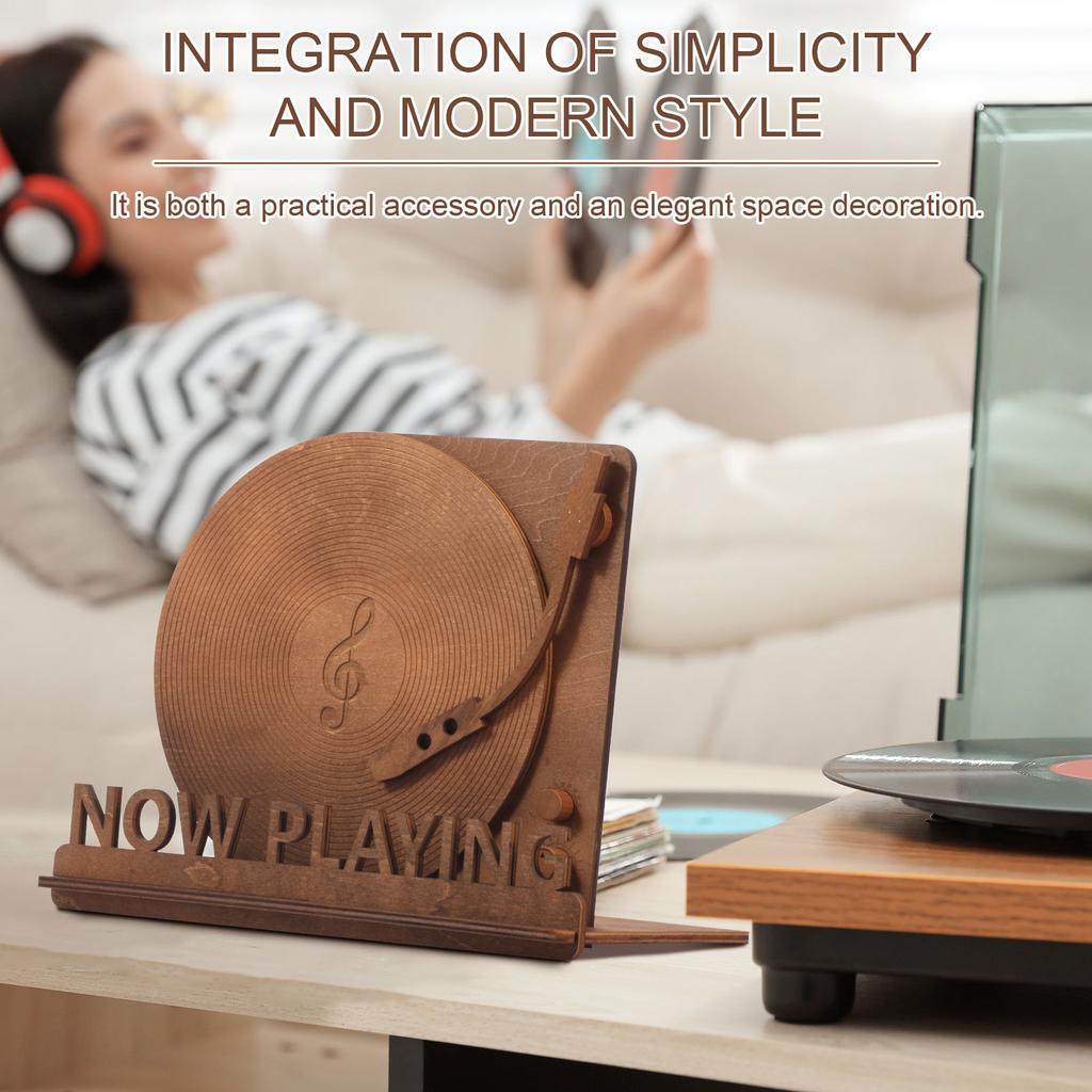 Now Playing Vinyl Record Stand Retro Holder for Wood Record Display Stand Gift Decorative Ideas Turntable Accessories