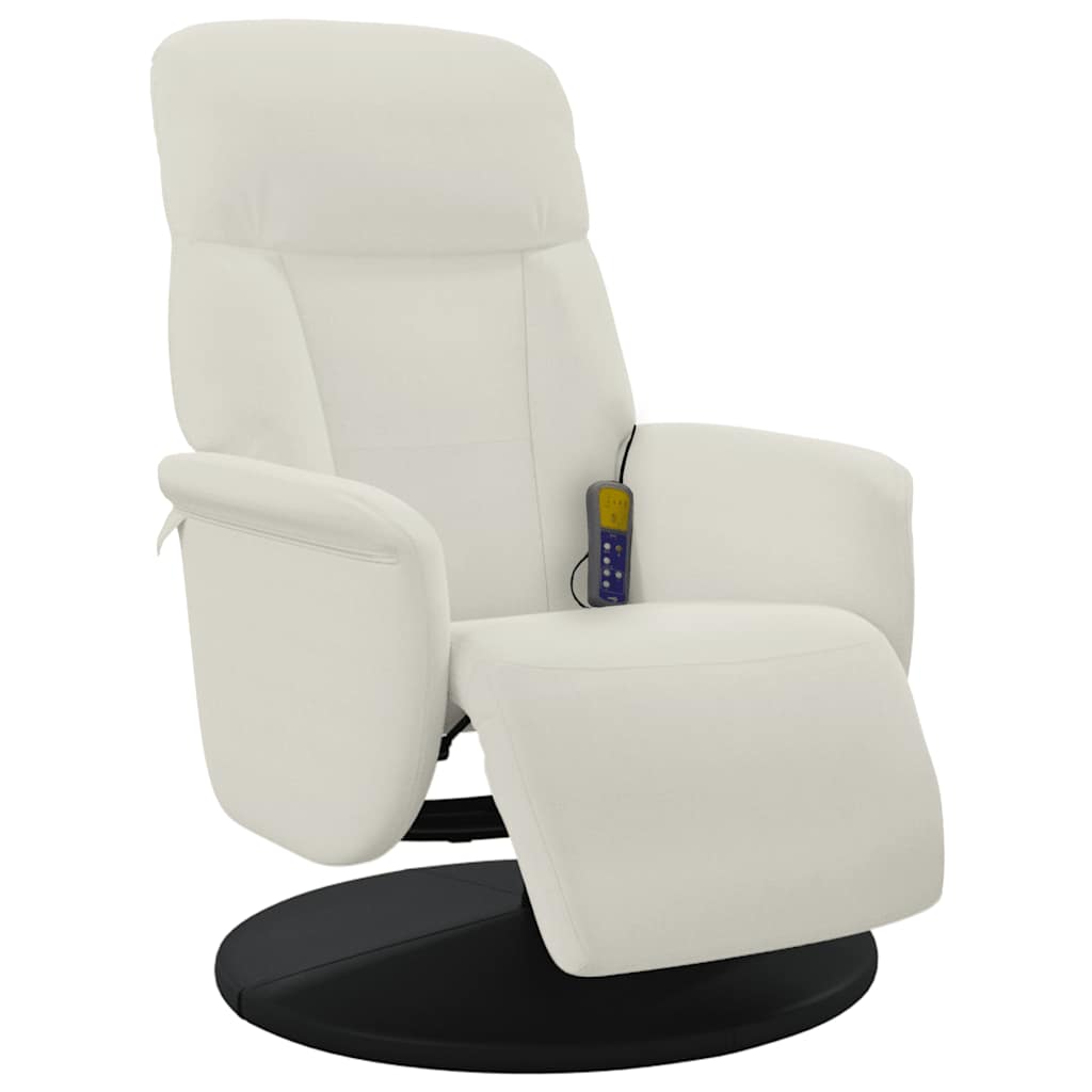 Massage Chair with Footrest Cream Velvet