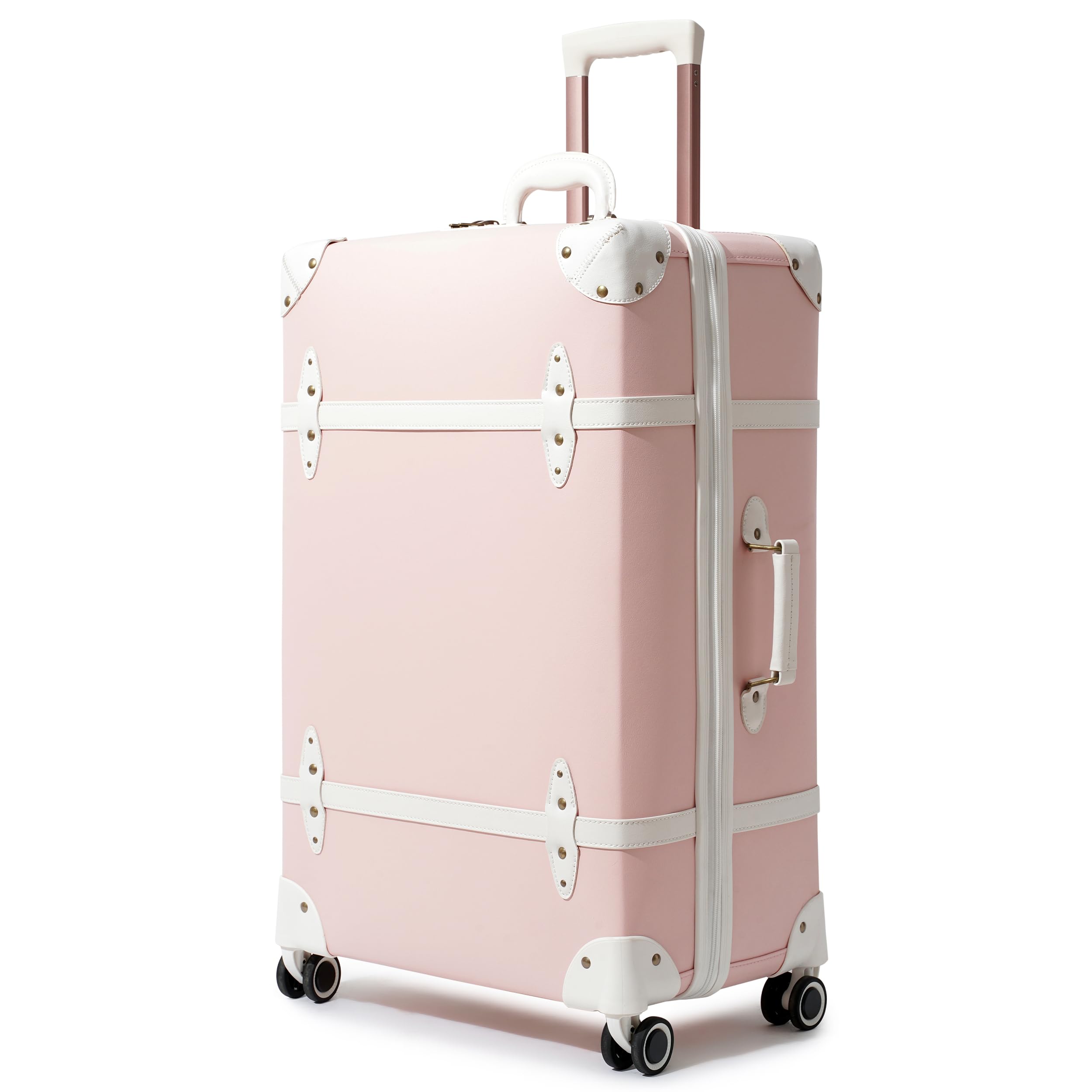 

Retro carry case with mute spinner stylish trunk carry lightweight trolley suitcase for travel [NZBZ] wheels, suitcase, cute, case, lightweight, рожевий
