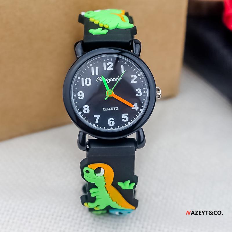Dziecięcy Kreskówkowy Zegarek Kwarcowy 3D - Motywy: Piłka nożna, Samolot, Koparka, Dinozaur
