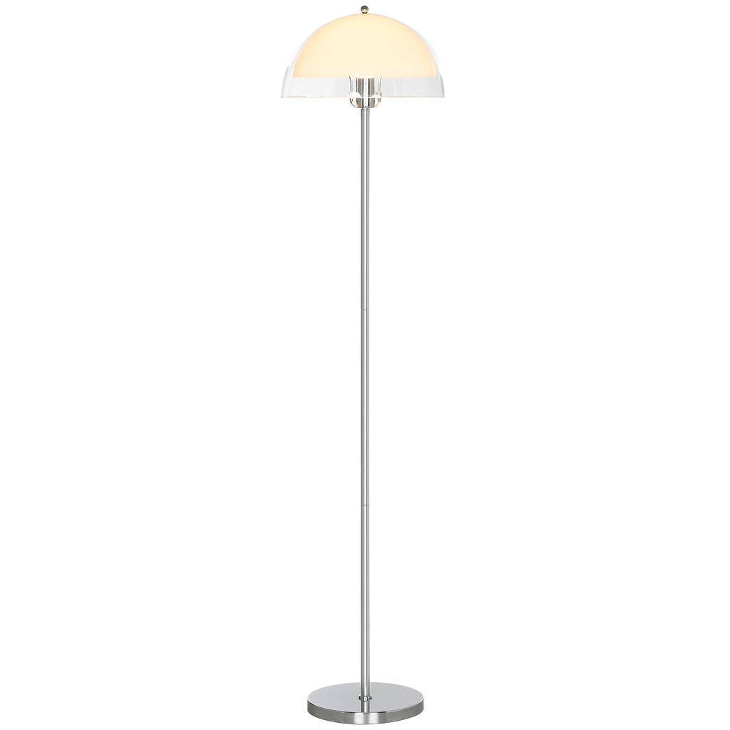 Modern Floor Lamp with Double-Layer Lampshade, in Metal and Acrylic, diameter 35x150 cm, White