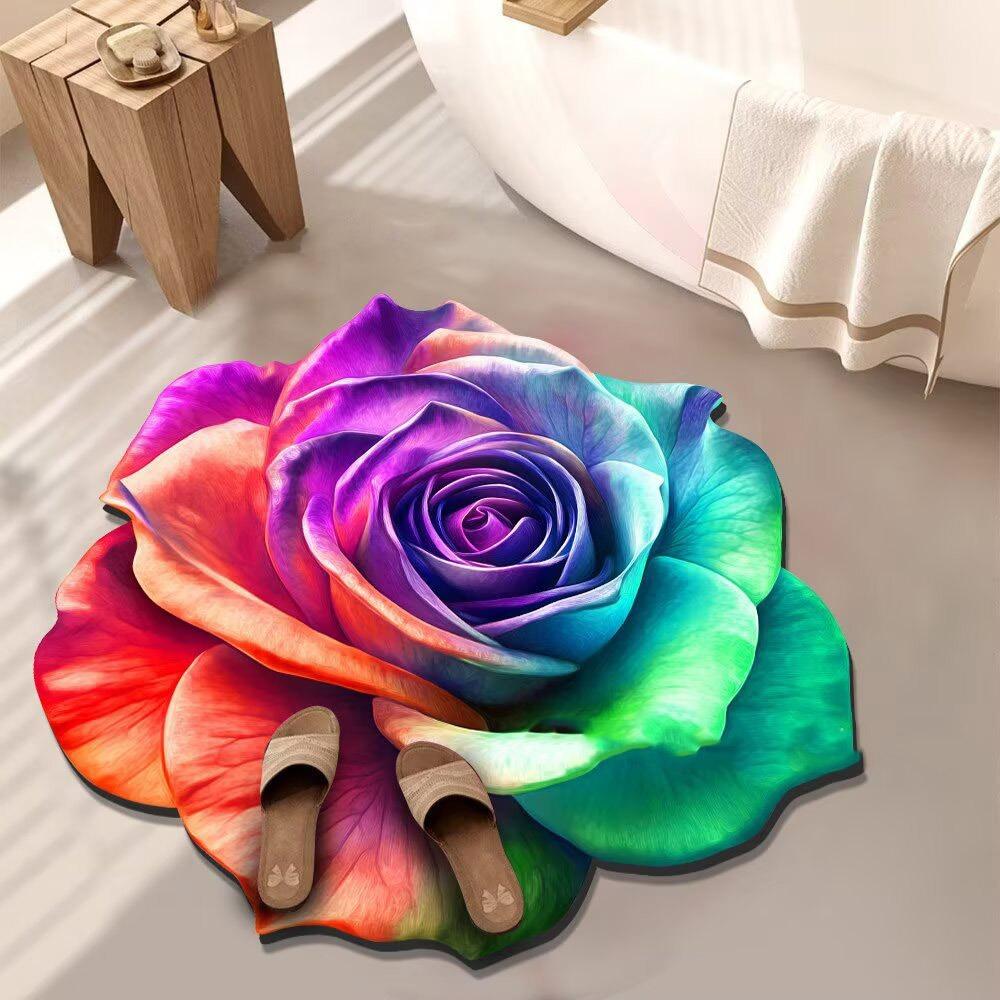 Soft Peony Floor Mat Non-slip Bathroom Floor Mat Door Gasket  for Living Room Tea Table Bedside